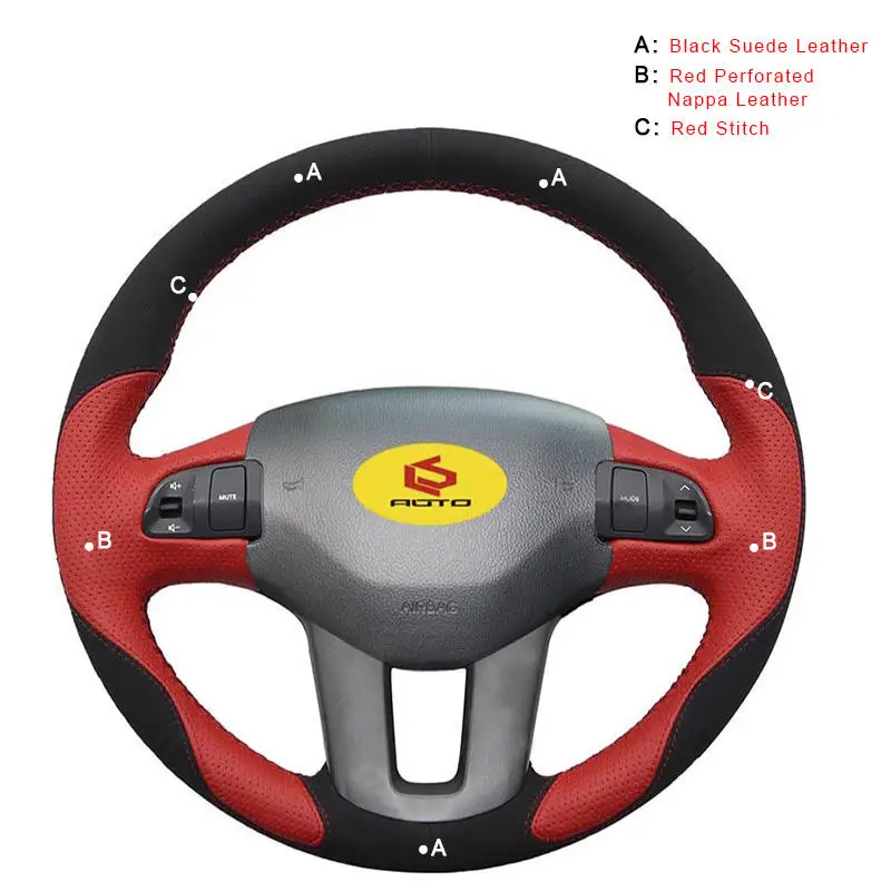 Nappa and Suede Чехлы рулевого колеса автомобиля для Kia Sportage 3 2011- Kia Ceed Cee 'd 2010-2012 внутренняя Авто оплетка на крышку рулевого колеса - Название цвета: Nappa and Suede