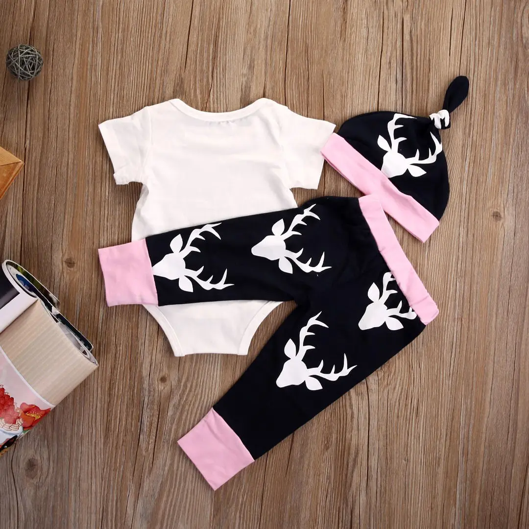 Милый комплект одежды для девочек Детская футболка с коротким рукавом топы штаны
