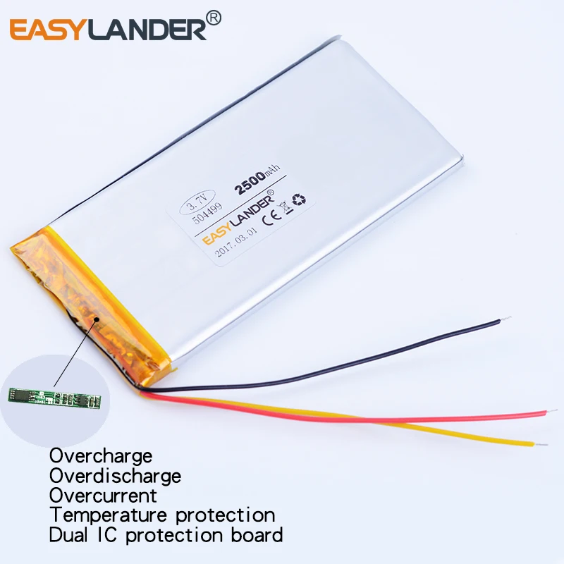 AEC504499 504499 3 7 V 2500mAh перезаряжаемый литий полимерный аккумулятор для электронных