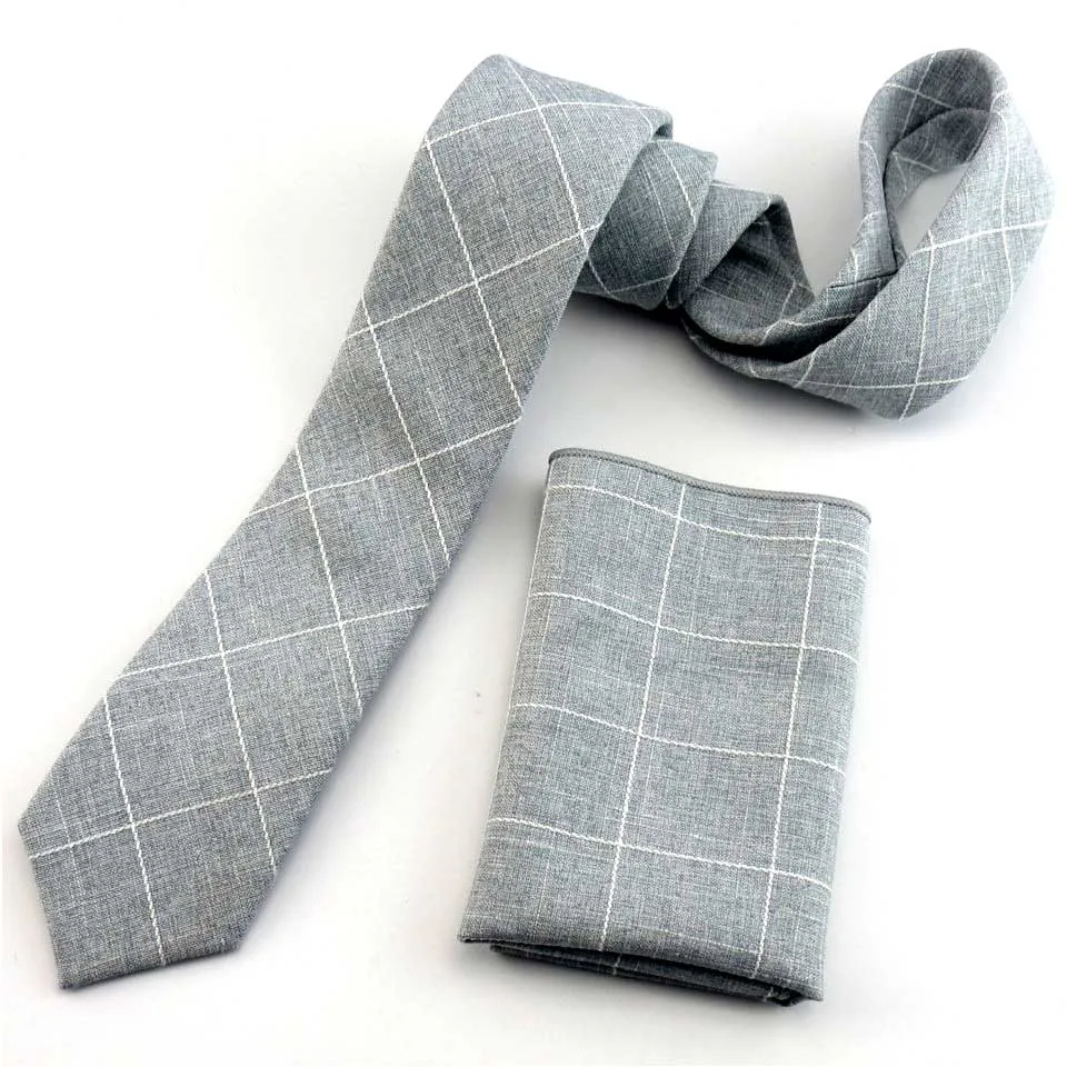 Necktie Handkerchief 6 см клетчатый хлопковый галстук набор мужской s шейный платок галстук-бабочка носовой платок Узкие галстуки для мужчин Свадебная вечеринка костюм рубашка платье Gravata Slim - Цвет: Necktie Handkerchief