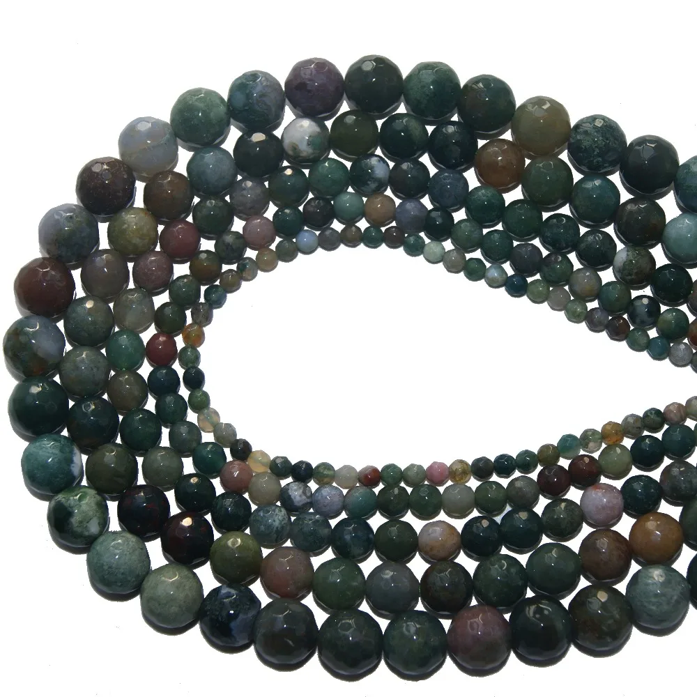 Ограненный Природный камень индийские Агаты бусины 4 6 8 10 12 мм выбрать размер для