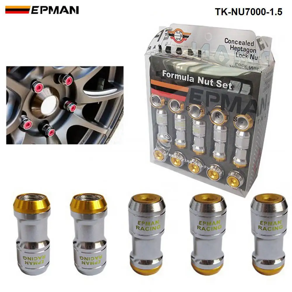 Золотой Спортивный EPMAN M12 X1.5 аутентичный EPMAN желудь обод гоночные гайки колеса винт 20 шт. автомобиль для Toyota TK-NU7000-1.5 - Название цвета: Золотой