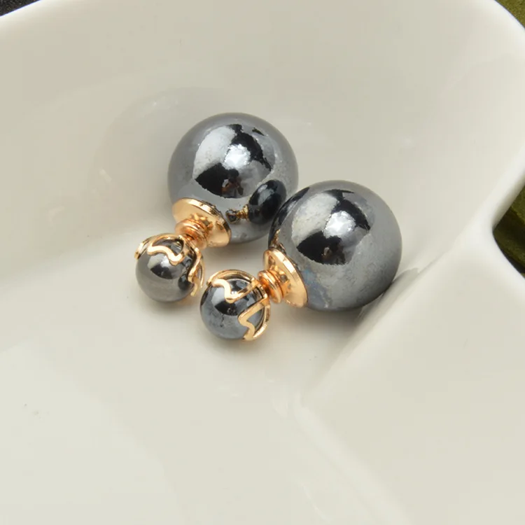 Женские двойные круглые серьги-пусеты MZC розовые золотистые 5 цветов | Украшения и