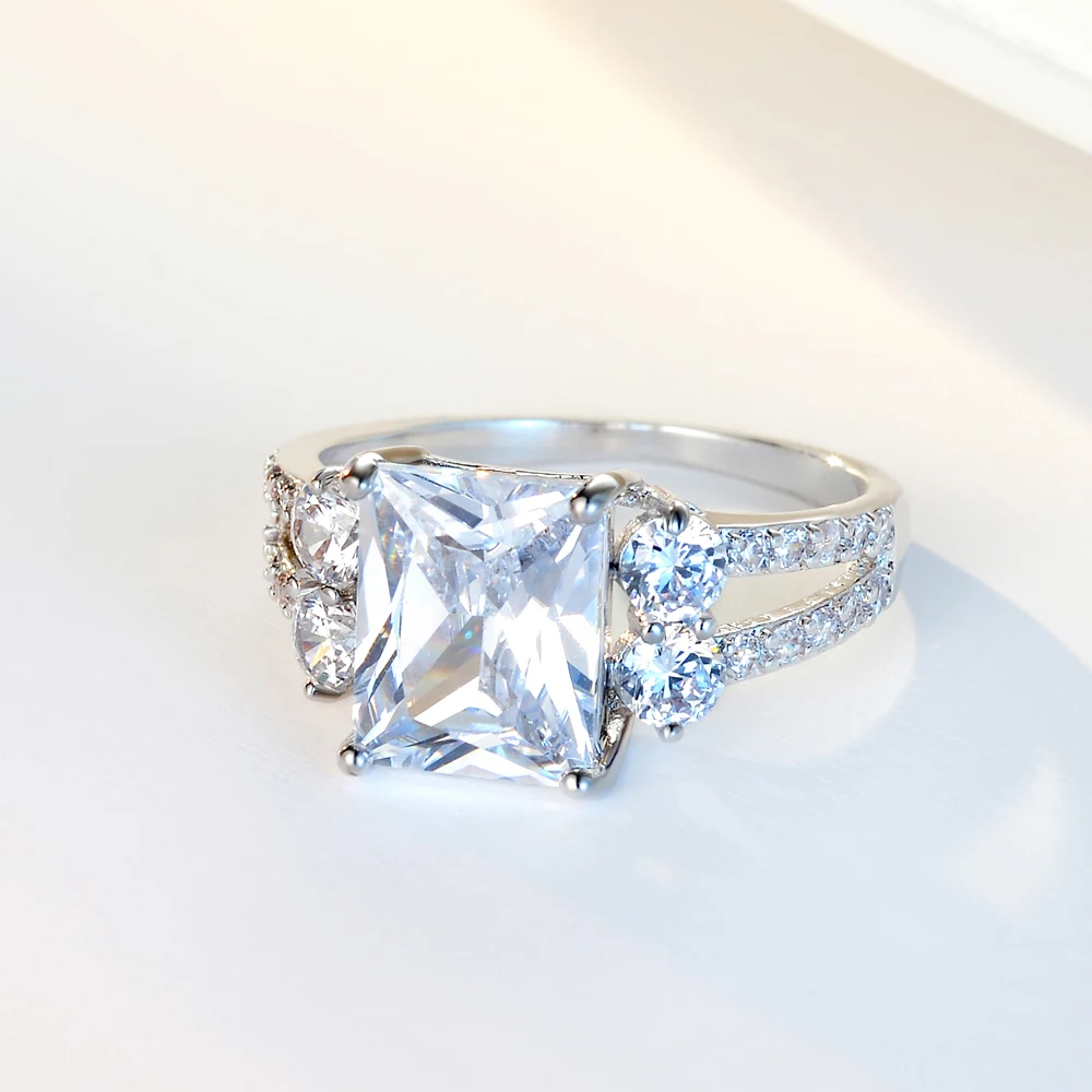 Новый Элегантный серебряный кубик циркония кольцо для мужчин и женщин Свадьба