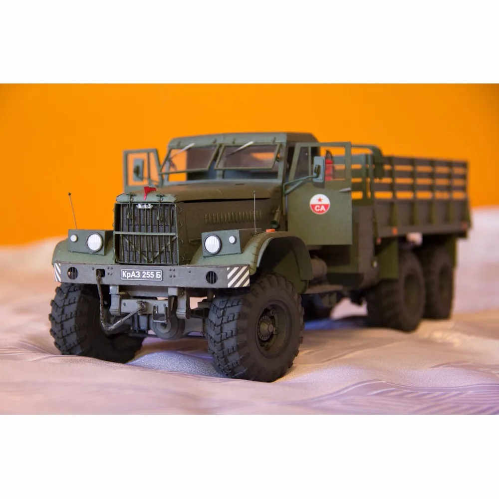 1:25 Советская Kraz 255B военная карточная бумага модель грузовика военный автомобиль