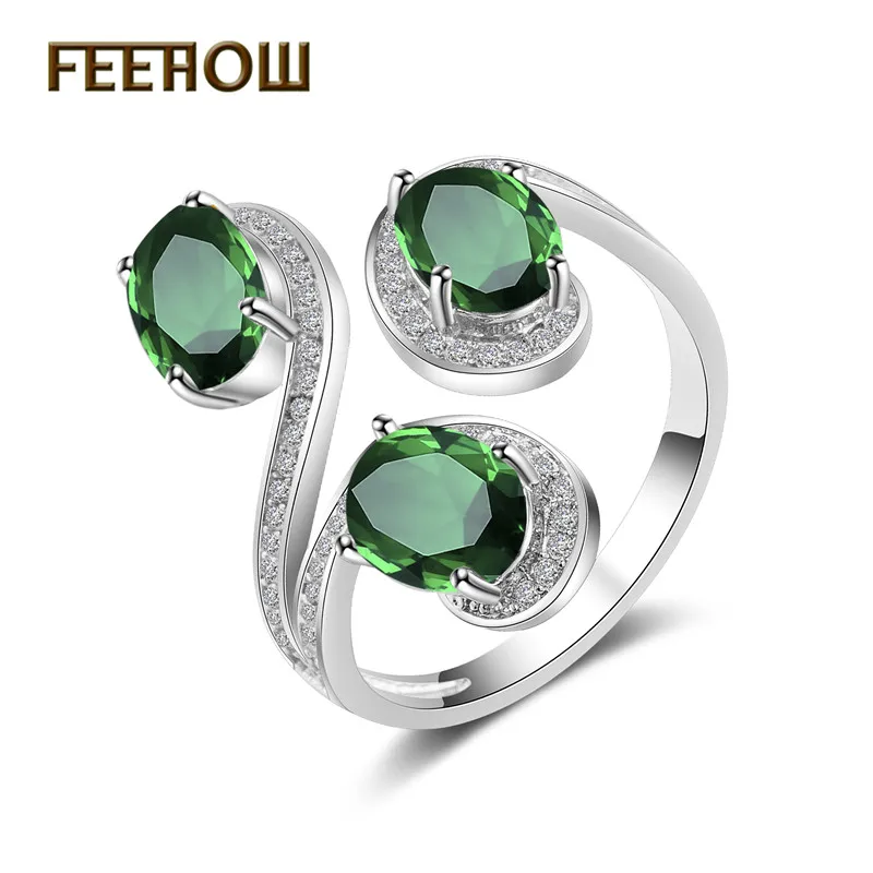 FEEHOW Роскошные CZ геометрический Форма кольцо из белого золота Модные украшения