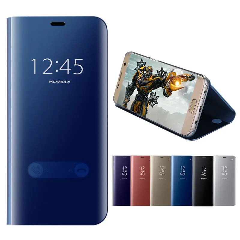 Роскошный зеркальный флип чехол для huawei mate 20 lite умный прозрачный Honor 10 8 9 Полное