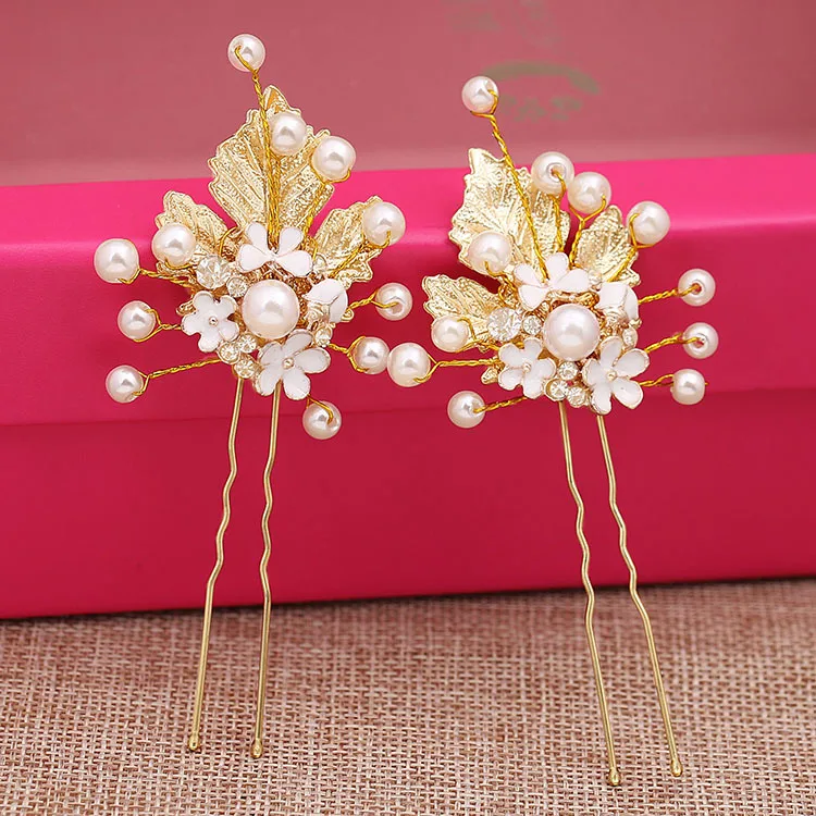 HIMSTORY 6 шт. ручной работы искусственный жемчуг цветок и листья свадебные заколки