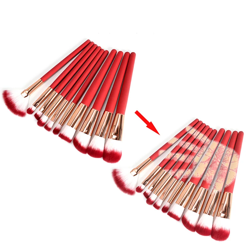 Профессиональные 10 шт./компл. наборы кистей для макияжа термочувствительные