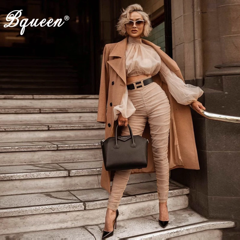 

Bqueen Women Sets Tank &Pant Turtleneck Short Tank Full Length Pants Two Pieces Party Sets 2019 Fashion Vestidos