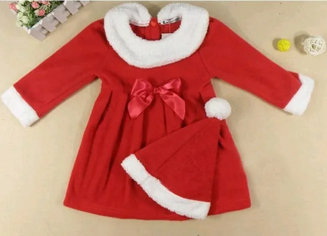 2013New arrival winter style christmas cap +dress two-piece dress 3pcs/lot red color hot sale !GQ-278 | Детская одежда и обувь