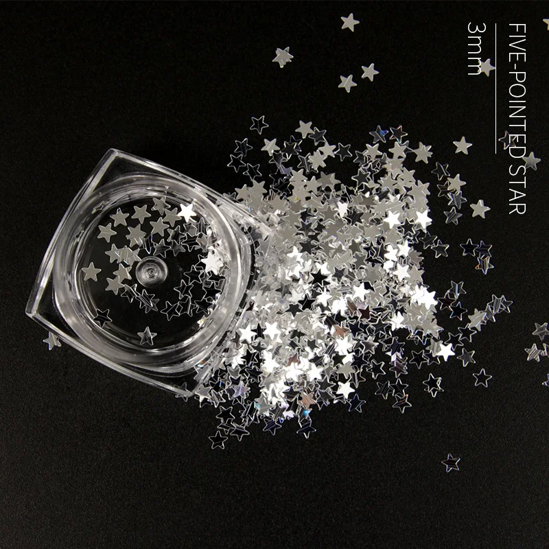 01Five-pointed star HNUIX Блестки для ногтей, голографические Серебристые хлопья, цветные круглые Блестки для ногтей, маникюрные украшения для ногтей - Цвет: 01Five-pointed star