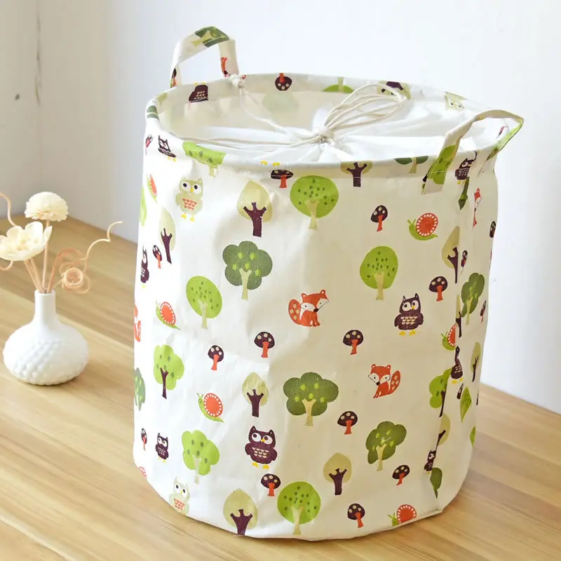 Drawstring корзина для хранения белья большая емкость Детская Игрушка Корзина для мытья корзина для белья органайзер для грязной одежды ведро для хранения - Цвет: owl