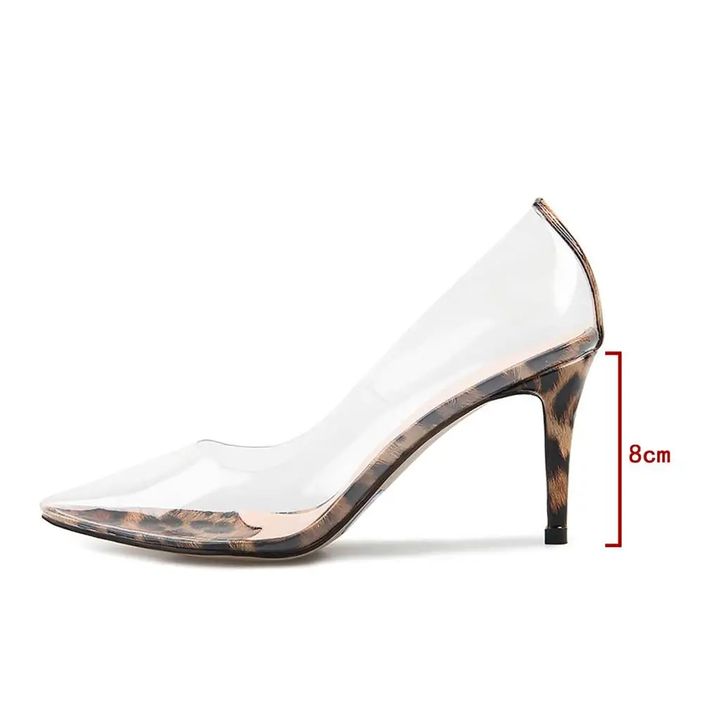 Lepord 8CM Perixire/женские туфли-лодочки; коллекция года; прозрачные туфли на очень высоком каблуке; пикантные туфли с острым носком без застежки для свадебной вечеринки; женские туфли-лодочки на тонком каблуке - Цвет: Lepord 8CM