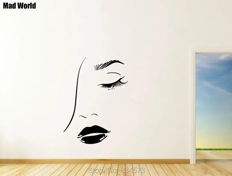 Безумный Мир-Сексуальные Глаза Губы Волосы Салон красоты Wall Art Наклейки На Стены
