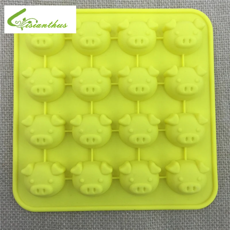 Желтый цвет 1 шт. милое животное свинья форма помадки 16 отверстие шоколад торт
