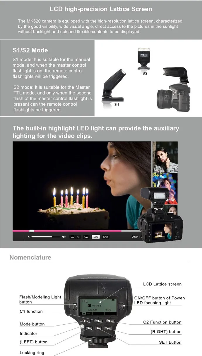 TTL Вспышка Meike MK320S MK-320 для Sony A7, A7 II, A7S, A7R, A6000, A5000, NEX-6, NEX-5R, NEX-5T, NEX-3
