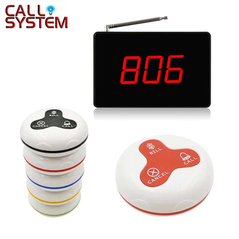 Good Design Display Waiter Buzzer Call System Colorful Waterproof Call Button ( 2 display+50 call button )
