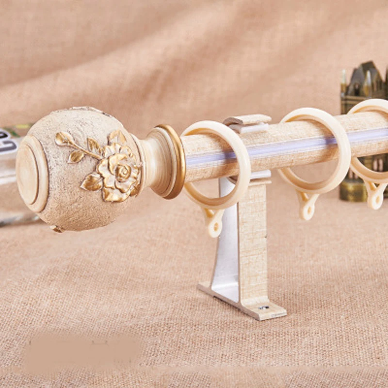 

Quality 3D texture craft 28mm 1.125-IN dia. high density single curtain Aluminum rod +Flower finials+brackets+Good loading