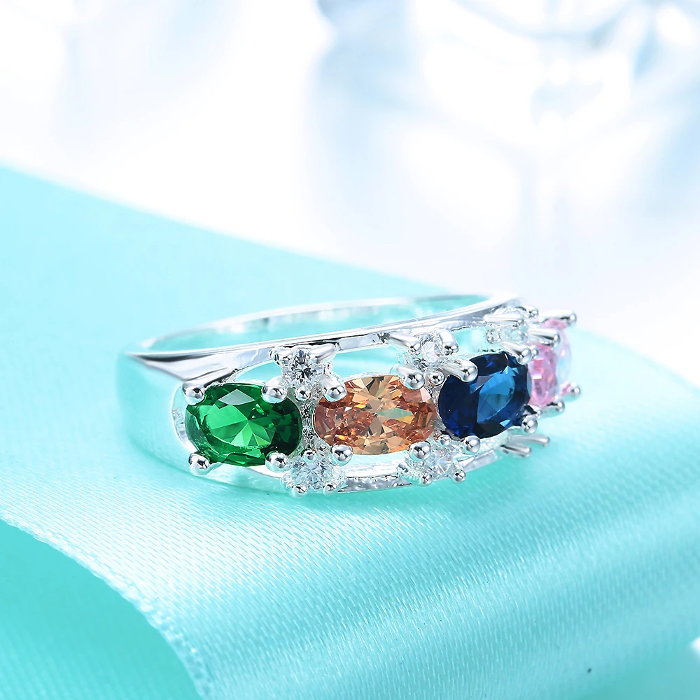 Hainon Cute Fashion Flower Ring Luxury Female Silver Color Engagement Vintage Party Wedding Band Rings For Women Gifts | Украшения и