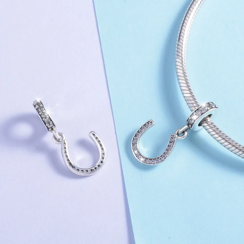 Eudora High Quality 925 Sterling Silver horseshoe CZ Beads U Charms fit Women Bracelets &amp Necklaces 2019 New Fine Jewelry CYZ116 |