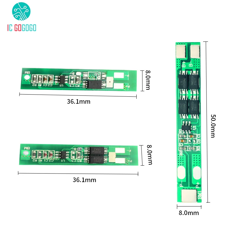 Плата защиты литиевой батареи 2A 4A 8A 2S 18650 2 ячейки 7 4 В 8 в схема от полимерного - Фото №1