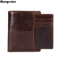 foreign trade mens leather wallet vintage short wallet oil wax leather wallet leather mens bag wallet genuine leather fashion