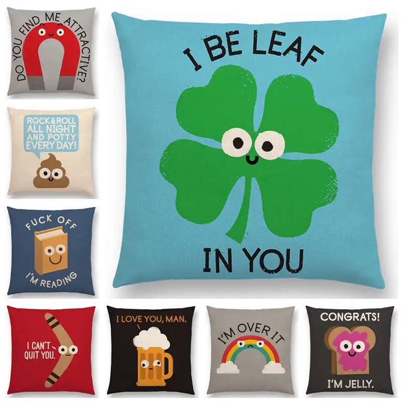 Забавные фразы мультяшная Подушка Обложка счастливый день пива хлеб Бумеранг