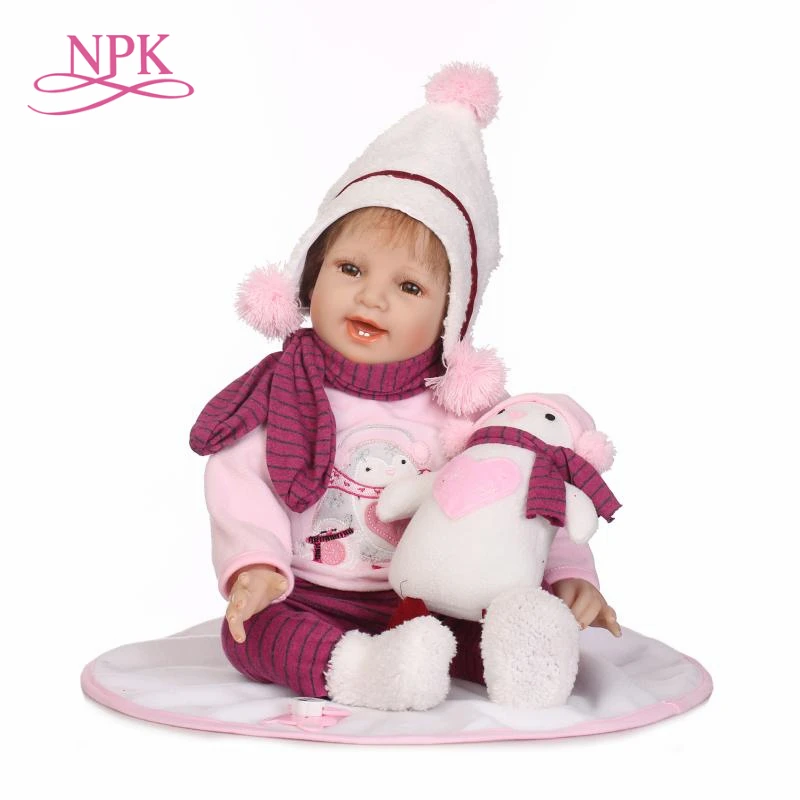 Силиконовая кукла реборн NPK 55 см улыбка детская игрушка подарок для девочек