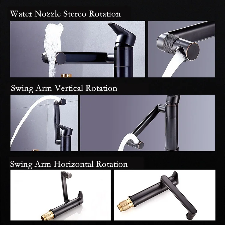 

Houmaid New Arrival Bathroom Black Hot And Cold Water Faucet Single Handle Rotatable Brass Basin Faucet Deck Mounted Mixer Tap