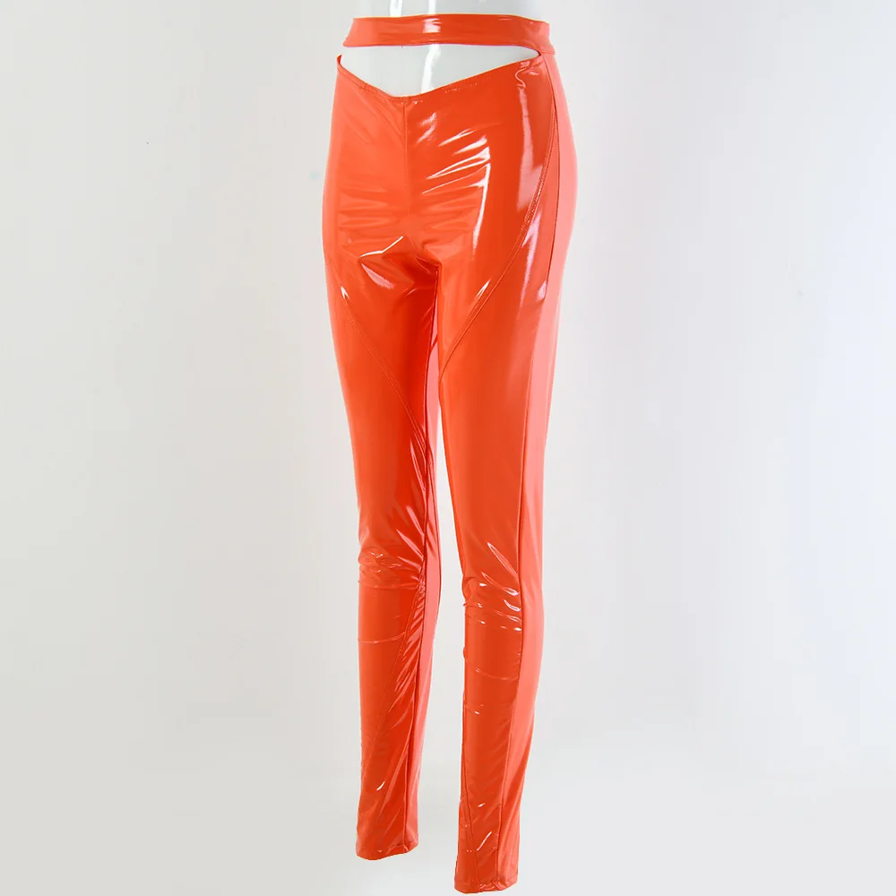 InstaHot PU Leather Pencil Pants Reflaective Elastic Waist 3 Colors Women Autumn Skinny Legging Trousers Streetwear Glamorous