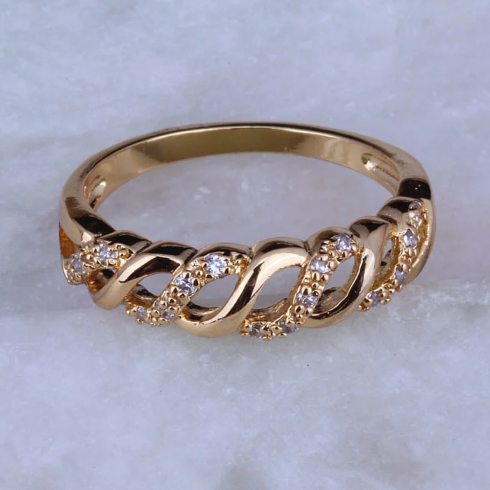 Женское кольцо Любовный монолог тонкий белый Фианит желтое золото размер 5 5/6 5/7 5/8