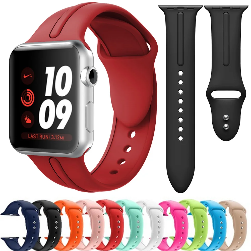 16 видов цветов мягкий силиконовый спортивный ремешок для Apple Watch 4 3 2 1 38 мм 42