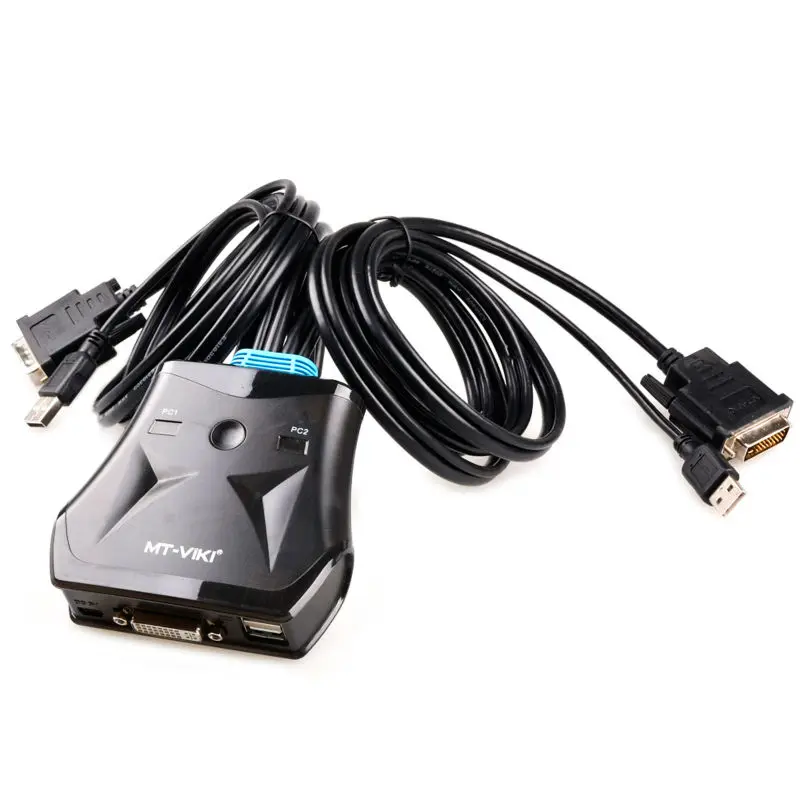 Дизайн MT-VIKI 2 порта DVI KVM переключатель USB с проводным умным ручным расширение для рабочего стола коммутатор и кабель MT-201DL