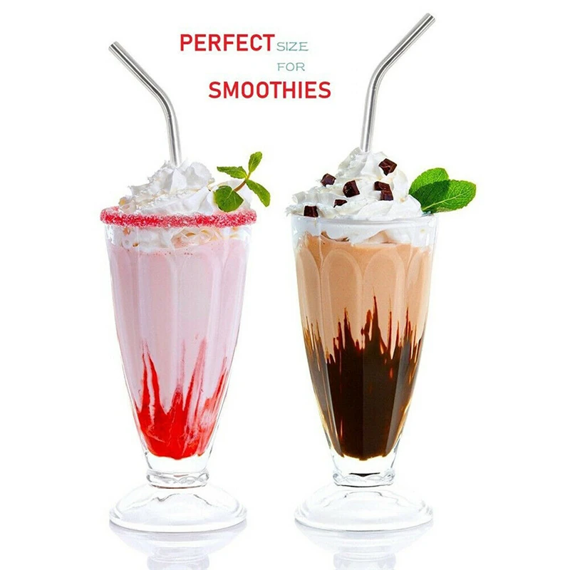 4 шт. Нержавеющая сталь Металл питьевой соломы Многоразовые трубочки и комплект