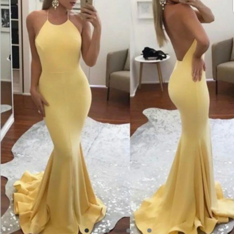 Vestido de festa/Вечерние платья русалки с лямкой на шее вечернее платье Новое