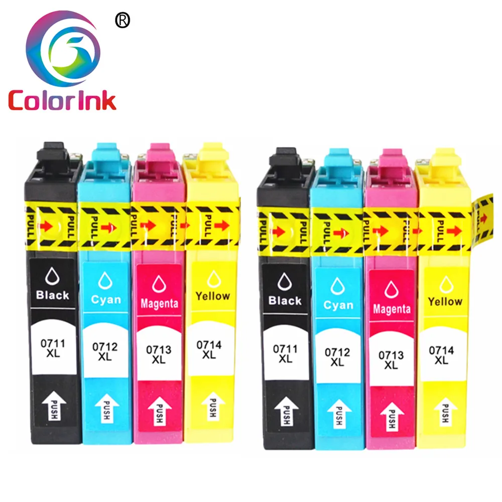 ColoInk 8 Пак T0715 чернильные картриджи для Epson T0711 T0712 T0713 T0714 Простота в использовании