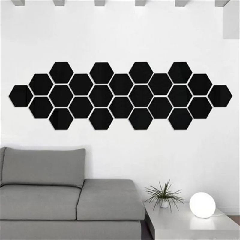 12Pcs 3D Mirror Hexagon Vinyl Removable Wall Sticker Decal Home Decor Art DIY small Acrylic geometric design sticker on sale|sticker albums for