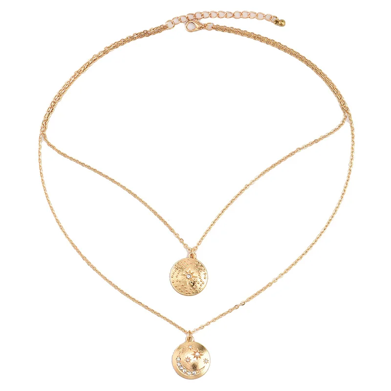 Кадена де Оро estrella Luna sol gargantilla воротник para mujer ccrystal moneda воротник collares mujer воротник-XL082