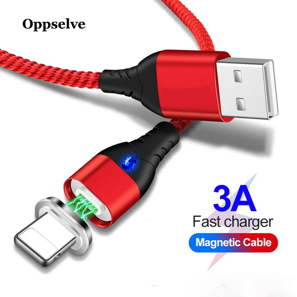 Oppselve Магнитный usb-кабель для iPhone XS 11 XR X 8 7 6 6S Plus, Магнитный адаптер для быстрой зарядки, кабель USB для мобильного телефона
