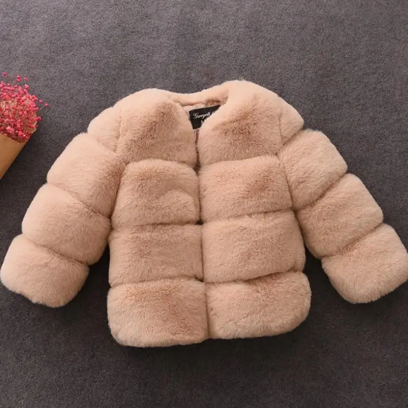 New Girl Fur Coat Winter Fashion Stitching Children Faux Jacket Thicker warm Parka Kids Outerwear Imitation rabbit Y08 | Детская одежда