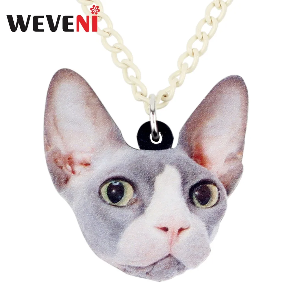 WEVENI акриловая бижутерия безволосовое ожерелье с котом подвеска на цепочке