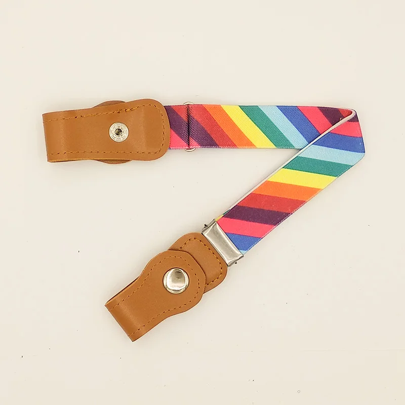 Rainbow Детский Эластичный пояс без пряжки, г., без пряжки, тянущийся пояс для детей ясельного возраста, регулируемые ремни для джинсов для мальчиков и девочек - Цвет: Rainbow