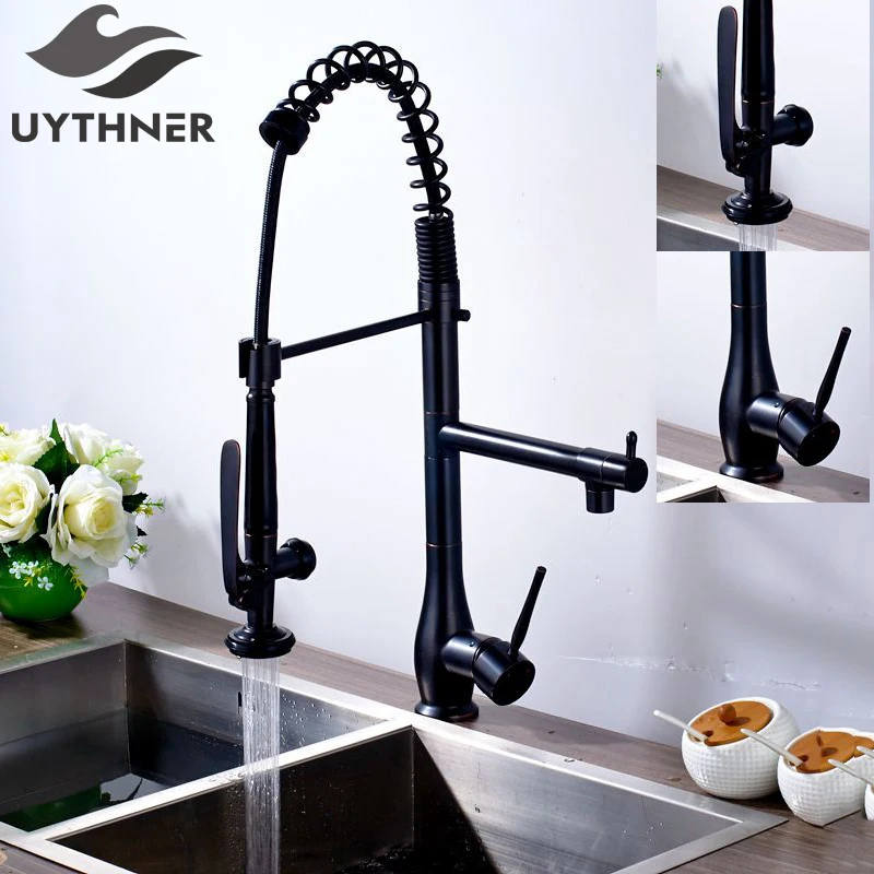 Uythner высококачественный смеситель для кухни из твердой латуни и черной бронзы с