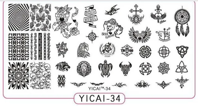 34 1 шт. новые цветы Любовь Дизайн ногтей штамп штамповки изображения пластины 40 стилей, из нержавеющей стали пластины-шаблоны полировки пластины инструмент YICAI0140 - Цвет: 34