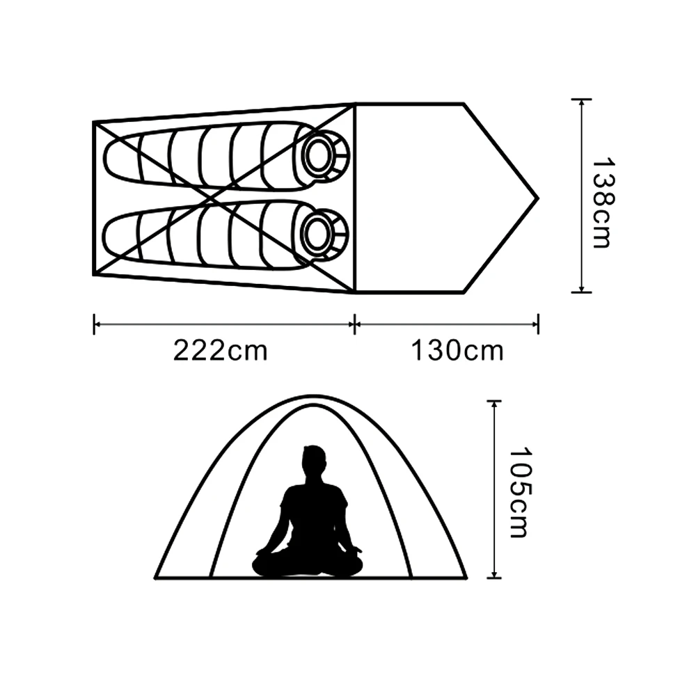 Verkauf HIMAGET Zelt 25D Nylon Zelt Silikon Beschichtung 2 Person Doppel Schichten Aluminium Legierung Stange Camping Reisen Zelt 4 Saison