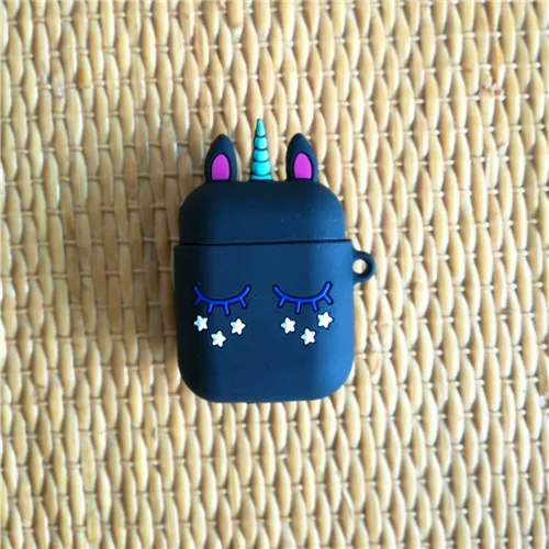 Black Unicorn 3D мультяшный милый мягкий силиконовый чехол для Apple Airpods чехол для гарнитура для Airpods Box Air Pods чехол Аксессуары для наушников - Цвет: Black Unicorn