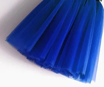Royal Blue 7 слоев 65 см Макси Длинная Тюлевая юбка элегантная высокая эластичность плиссированные женские Юбки миди винтажная юбка в складку в стиле Лолиты mujer Saias Jupe - Цвет: Royal Blue