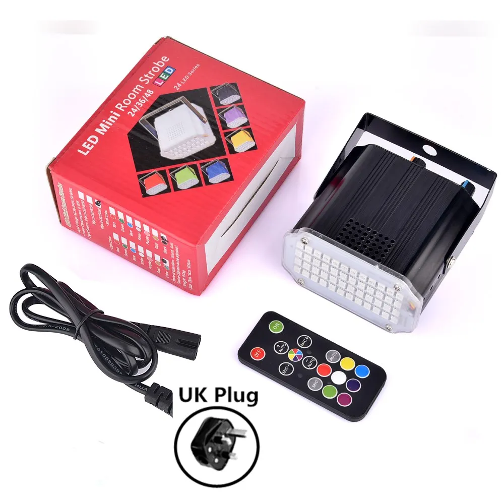 UK Plug Стробоскоп сценический светильник Дискотека музыка вечерние 48 RGB пульт дистанционного управления мини- лампы для сцены фестиваль светящиеся вечерние принадлежности карнавальное освещение - Цвет: UK Plug
