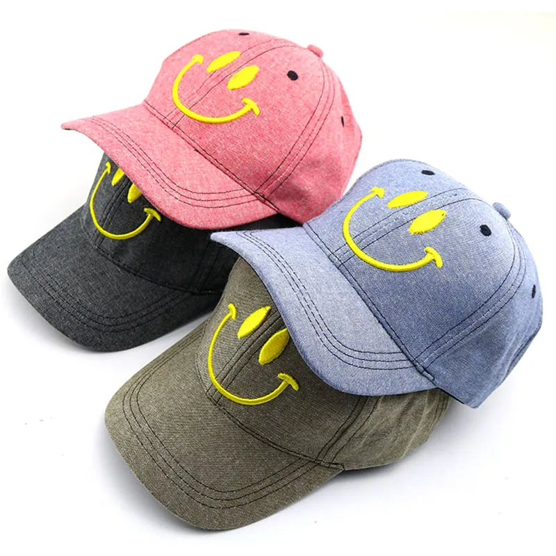 2019 хлопок вышивка в виде Смайла Бейсбол бейсболка с возможностью регулировки